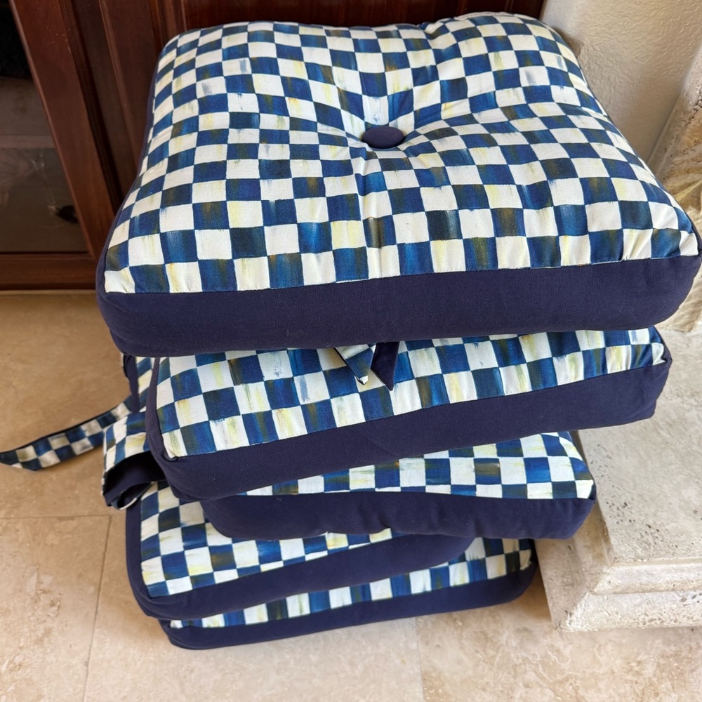 MacKenzie-Childs Royal Check Chair Cushion - Picture 5 of 6